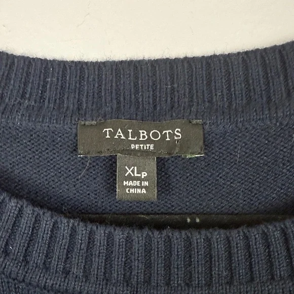 Talbots Navy Fresh Lemons Intarsia Crew Neck Long Sleeve XLP Sweater Knit - Picture 3 of 10